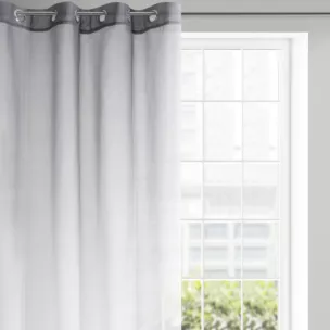 Zasłona biało, grafitowa z efektem cieniowania z lekkiej etaminy 140x250 cm przelotka - RAVIA