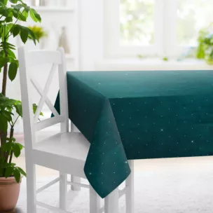 Obrus szyty turkusowy z miękkiej, welwetowej tkaniny z błyszczącą cyrkonią Italissima Eva Minge