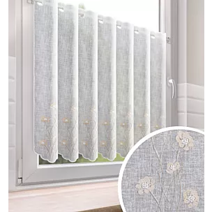 Tkanina firanowa zazdrostka zdobiona haftem roślinnym