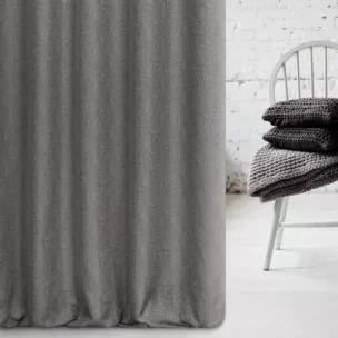 Zasłona szyta na taśmie 5 cm stalowo szara z miękkiej tkaniny z efektem melanżu