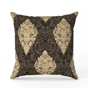 Poszewka szyta czarno złota z szenilowej tkaniny w drobny geometryczny wzór przetykany błyszczącą nicią