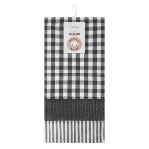 Komplet ściereczek kuchennych  3szt 50x75 cm bawełniany kolor biały,stalowy 200 g/m2  LUCY