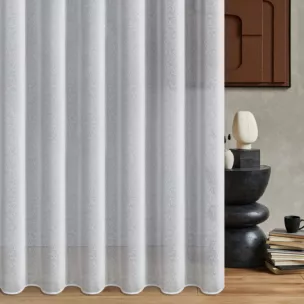 Firana szyta na taśmie 5 cm biała z miękkiej matowej tkaniny o strukturze siatki