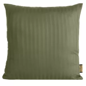 Poszewka na poduszkę 40x40 cm z satyny bawełnianej oliwkowa w delikatne prążki VERA