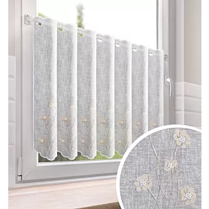 Tkanina firanowa zazdrostka zdobiona haftem roślinnym