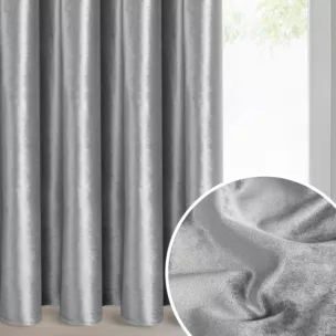 Zasłona srebrna z błyszczącego welwetu 140x270 cm taśma - CAMERON