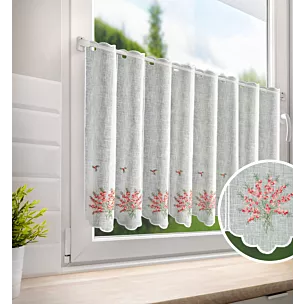 Tkanina firanowa zazdrostka z etaminy zdobiona kolorowym haftem