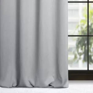 Zasłona szara zaciemniająca o strukturze drobnej krateczki 135x250 przelotka - AMARO