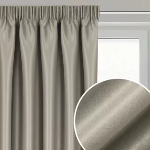 Zasłona ciemnobeżowa z błyszczącą nicią z tkaniny zaciemniającej 140x270 cm taśma - SELINA