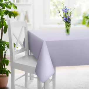 Obrus szyty liliowy z miękkiej półmatowej tkaniny welwetowej
