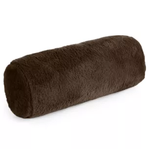 Poduszka wałek 15x45 cm ciemnobrązowa z miękkiej futrzanej tkaniny  NINA
