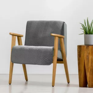 Narzuta welwetowa na fotel grafitowa 70x160 cm pikowana w jodełkę metodą hot press SOFIA Eurofirany Premium