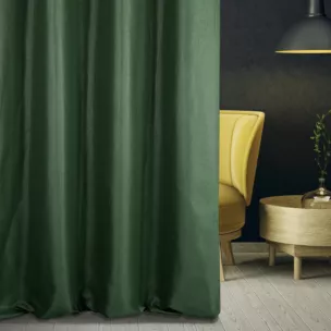 Zasłona szyta na taśmie 5 cm LUXOR ciemnozielona z eleganckiej lśniącej tkaniny o drobnym splocie