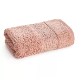 Ręcznik do rąk z bawełny 30x50 cm kolor pudrowy róż z wytłaczanym roślinnym motywem ALBA