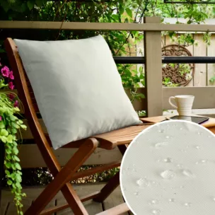 Poszewka na poduszkę 45x45 cm z gładkiej tkaniny wodoodpornej kremowa idealna do ogrodu i na taras GARDENIA