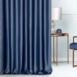 Zasłona szyta na taśmie 5 cm ciemnoniebieska z jednokolorowej gładkiej tkaniny