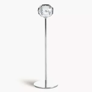 Świecznik dekoracyjny srebrno, grafitowy o kryształowej okrągłej formie na smukłej nóżce rozmiar 8x27 cm LARA 2