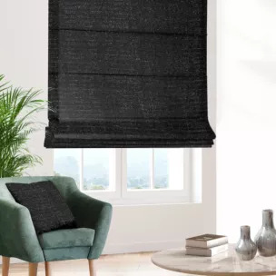 Roleta rzymska czarna z tkaniny z aplikacją