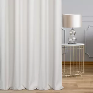 Zasłona szyta na tunelu kremowa z gładkiej tkaniny obiciowej