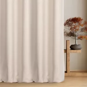 Zasłona szyta na taśmie 5 cm naturalna o naturalnym charakterze, z widocznym, ozdobnym splotem