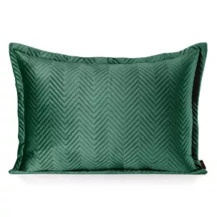 Poszewka na poduszkę 50x70 cm welwetowa, ciemnozielona pikowana w jodełkę metodą hot press SOFIA Eurofirany Premium