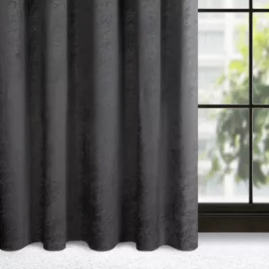 Zasłona czarna ze wzorem marmurku z welwetu 140x270 cm taśma RIVA