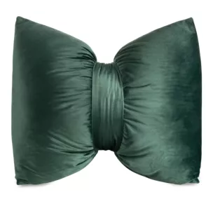 Poduszka 45x55 cm welwetowa kolor ciemnozielony w kształcie kokardy KOKARDA