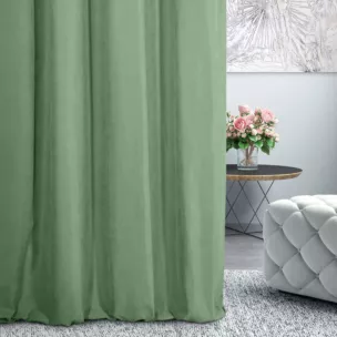 Zasłona szyta na taśmie 5 cm DORA - HIT miętowa z miękkiej tkaniny o welurowej strukturze