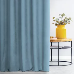 Zasłona szyta na taśmie 5 cm ADESSA ciemnoniebieska z miękkiej tkaniny o welurowej strukturze