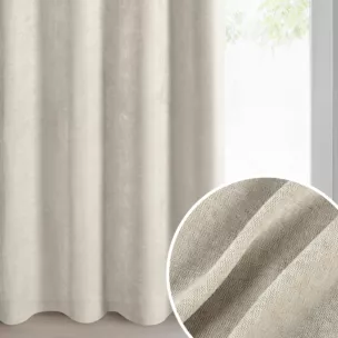 Zasłona jasnobeżowa o szenilowej strukturze 140x250 cm przelotka - NESKA