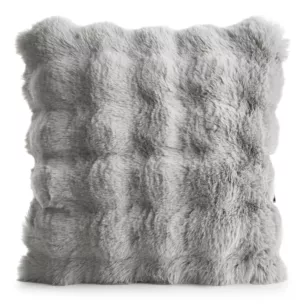 Poszewka na poduszkę 45x45 cm z futerka kolor srebrny zdobiona efektem 3D LILY