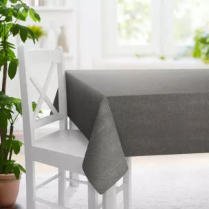 Obrus na wymiar stalowy o naturalnym charakterze, z widocznym, ozdobnym splotem