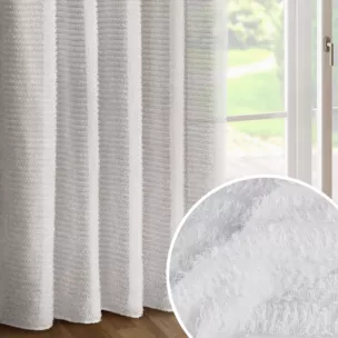 Zasłona biała zdobiona nicią szenilową z tkaniny szyfonowej 135x270 taśma - REINA - Eva Minge