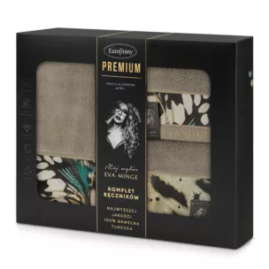 Zestaw ręczników bawełnianych na prezent 3 szt kolor beżowy, czarny 500 g/m2 Eva Minge 15