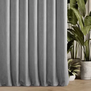 Zasłona szyta na flexach szara z tkaniny o naturalnym splocie z efektem melanżu