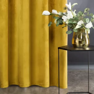 Zasłona welwetowa musztardowa z połyskiem 140x250 cm przelotka - SAMANTA