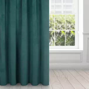 Zasłona ciemno turkusowa z ekskluzywnego aksamitnego welwetu 290 g/m2 140x270 cm taśma - VILLA