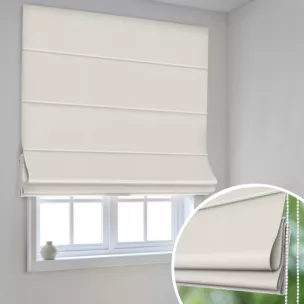 Roleta rzymska beżowa z gładkiej tkaniny w stylu eko