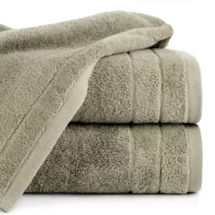 Ręcznik kąpielowy 50x90 cm bawełniany kolor jasnobrązowy z welwetową bordiurą 500 g/m2 DAMLA