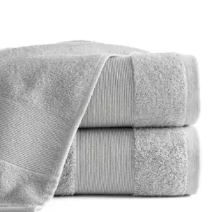 Ręcznik do rąk 30x50 cm bawełniany kolor srebrny z ozdobną błyszczącą bordiurą 500 g/m2 ZOJA