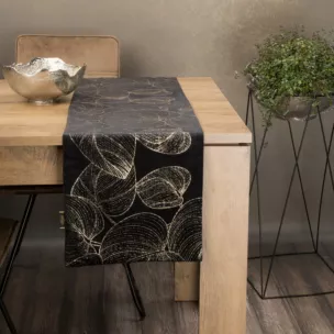 Bieżnik welwetowy BLINK 16 z welwetu z dużym wzorem liści