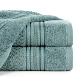 Ręcznik kąpielowy 70x140 cm bawełniany kolor ciemnomiętowy zdobiony subtelnymi paseczkami 500 g/m2 DAVOS