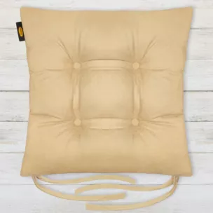 Poduszka na krzesło dwustronna 40 x 40 x 8 cm welurowa beżowa ADORE