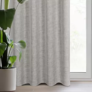 Zasłona beżowa z lnianym splotem w stylu eko 140x250 cm przelotka - ROMA