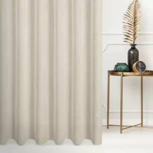 Firana szyta na taśmie 5 cm beżowa z gładkiej matowej etaminy o naturalnym splocie