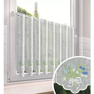 Tkanina firanowa zazdrostka z etaminy zdobiona haftem lawendy