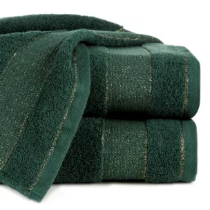 Ręcznik kąpielowy 50x90 cm bawełniany kolor ciemnozielony z ozdobną bordiurą 500 g/m2 NESSY
