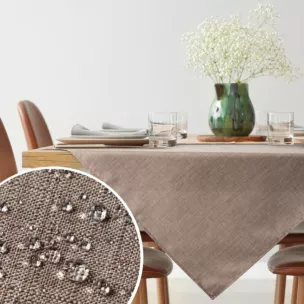 Obrus na stół 85x85 cm beżowy wodoodporny - KATE