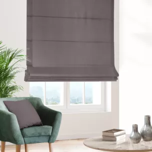 Roleta rzymska STILLO grafitowa o naturalnym charakterze, z widocznym, ozdobnym splotem