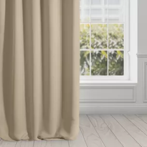 Zasłona beżowa matowa, zaciemniająca 140x270 cm taśma - TEO
